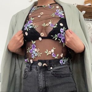 Urban Outfitters Floral Mesh Top